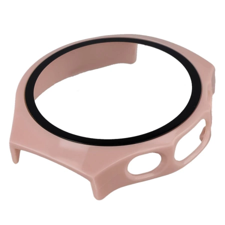 Etui ze szkłem do zegarka Bizon Case Watch Adamo do Huawei Watch 5 42 mm, różowe