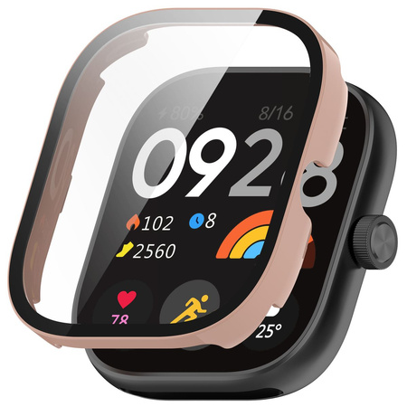 Etui ze szkłem do zegarka Bizon Case Watch Adamo do Xiaomi Redmi Watch 5, różowe