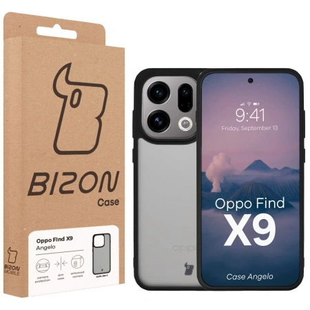 Etui Bizon Case Angelo do Oppo Find X9, przydymione z czarną ramką