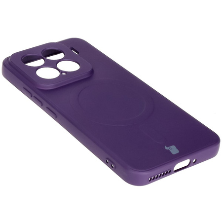 Silikonowe etui z pierścieniem magnetycznym Bizon Case Silicone Magnetic Sq do Xiaomi 15, śliwkowe