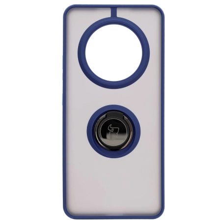 Etui z uchwytem na palec Bizon Case Hybrid Ring do Realme 14 Pro 5G, przydymione z granatową ramką