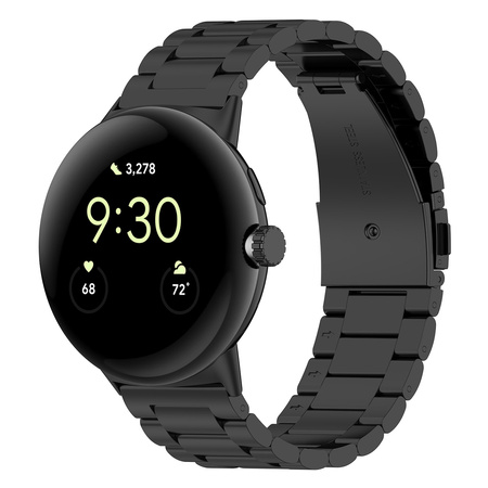 Pasek ze stali nierdzewnej Bizon Strap Watch Aura do Google Pixel Watch 4/3 45 mm, czarny
