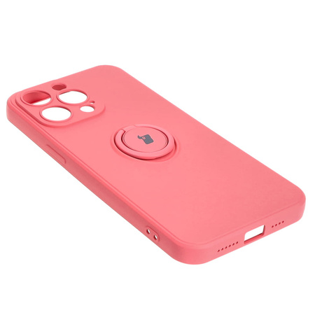 Etui Bizon Case Silicone Ring Sq do iPhone 15 Pro Max, brudny róż