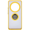 Etui z uchwytem na palec Bizon Case Hybrid Ring do Realme 12 Pro / 12 Pro+, przydymione z żółtą ramką