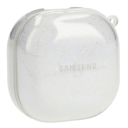 Etui Bizon Case Headphone Clear do Galaxy Buds Live / Pro / Buds2 / Buds2 Pro / Buds FE, przezroczysto-brokatowe