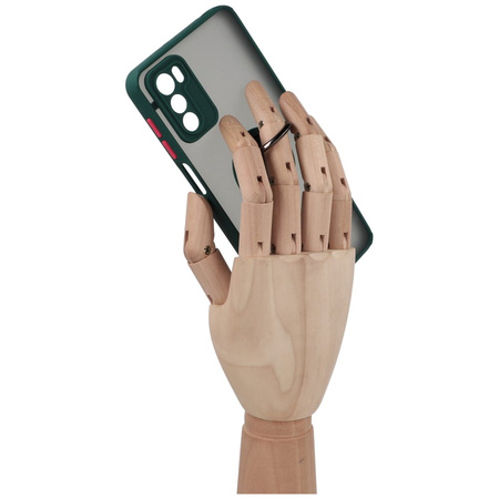Etui z uchwytem na palec Bizon Case Hybrid Ring do Motorola Moto G42 , przydymione z ciemnozieloną ramką