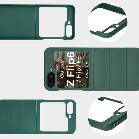 Pancerne etui Bizon Case Tur do Galaxy Z Flip6, ciemnozielone