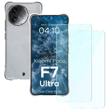 Elastyczne etui + 2x szkło hartowane Bizon Case Clear Pack do Xiaomi Poco F7 Ultra