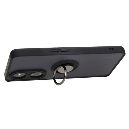 Etui z uchwytem na palec Bizon Case Hybrid Ring do Oppo A98 5G, przydymione z czarną ramką