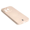 Etui silikonowe z pierścieniem magnetycznym Bizon Case Silicone Magnetic do iPhone 14 Pro, beżowe
