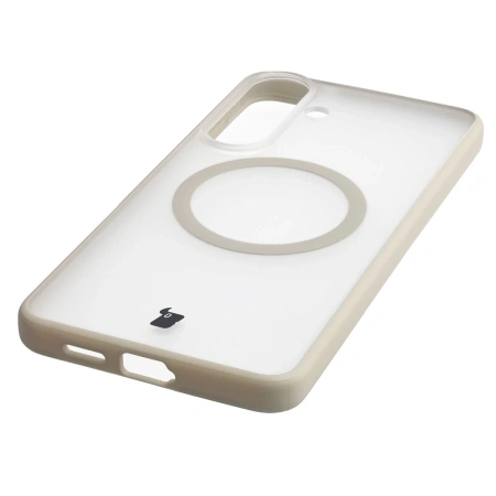 Etui z pierścieniem magnetycznym Bizon Case MatteO do Galaxy S26 Plus, przydymione-beżowe