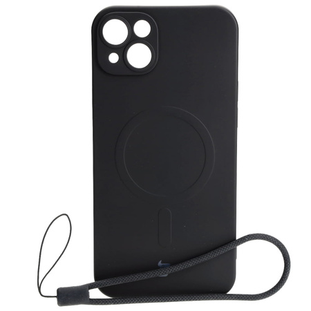 Etui silikonowe z pierścieniem magnetycznym Bizon Case Silicone Magnetic do iPhone 14 Plus, czarne