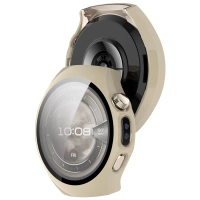 Etui ze szkłem do zegarka Bizon Case Watch Adamo do Huawei Watch 5 42 mm, beżowe