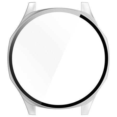 Etui ze szkłem do zegarka Bizon Case Watch Adamo do Huawei Watch GT 5 46 mm, satynowo srebrne