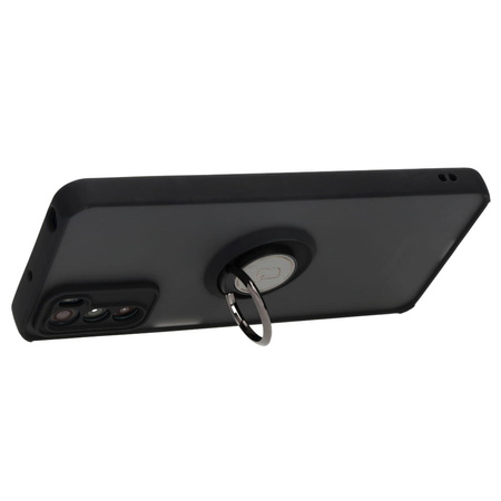 Etui z uchwytem na palec Bizon Case Hybrid Ring do Motorola Moto G42 , przydymione z czarną ramką