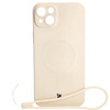 Etui silikonowe z pierścieniem magnetycznym Bizon Case Silicone Magnetic do iPhone 14 Plus, beżowe