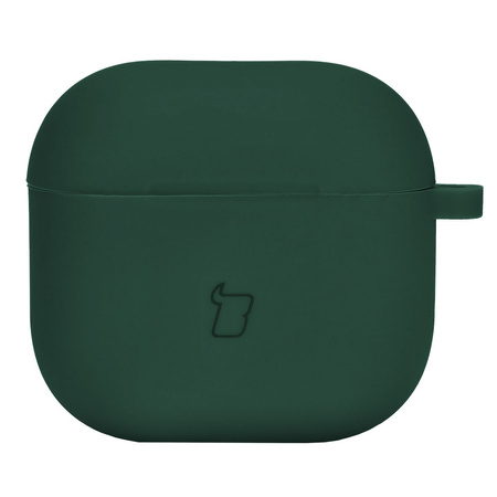 Silikonowe etui z karabińczykiem Bizon Case Headphone Silicone do AirPods 4, ciemnozielone