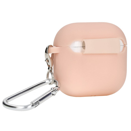 Silikonowe etui z karabińczykiem Bizon Case Headphone Silicone do AirPods 4, jasnoróżowe