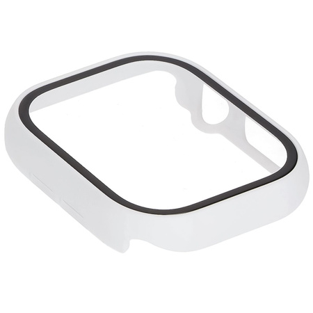 Etui ze szkłem do zegarka Bizon Case+Glass Watch do Apple Watch 11 / 10 (46mm), białe