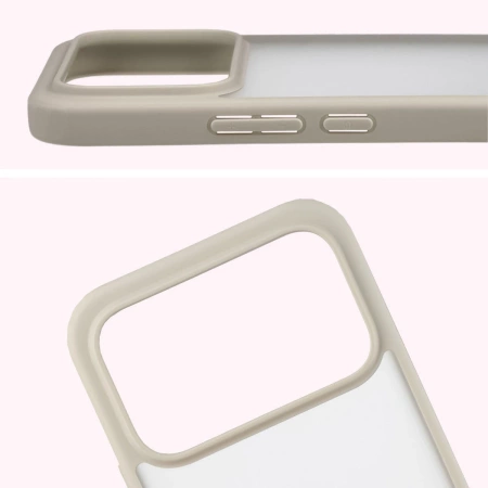 Etui Bizon Case Angelo do Xiaomi POCO F8 Ultra, półprzezroczyste z beżową ramką