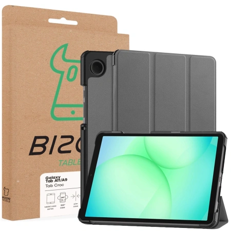 Etui z klapką Bizon Case Tab Croc do Galaxy Tab A11 / A9, szare