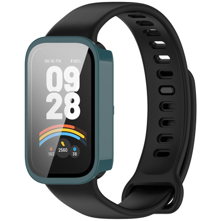 Etui ze szkłem do zegarka Bizon Case+Glass Watch do Xiaomi Mi Smart Band 9 Active / Redmi Band 3, zielone