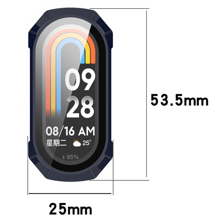 Etui ze szkłem do zegarka Bizon Case+Glass Watch do Xiaomi Smart Band 9, niebieskie