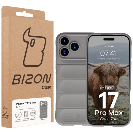 Pancerne etui Bizon Case Tur do iPhone 17 Pro Max, jasnoszare