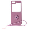 Etui Bizon Case Silicone Ring Sq do Galaxy Z Flip5, ciemnofioletowe
