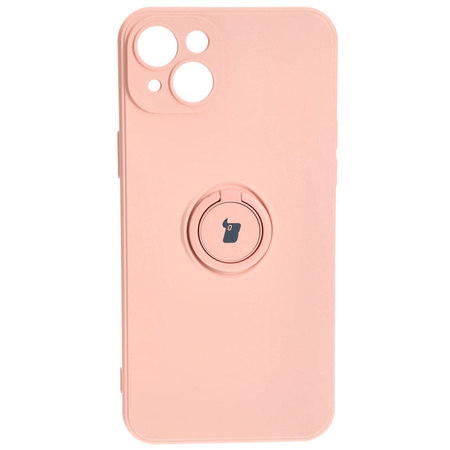 Etui Bizon Case Silicone Ring Sq do Apple iPhone 15 Plus, jasnoróżowe