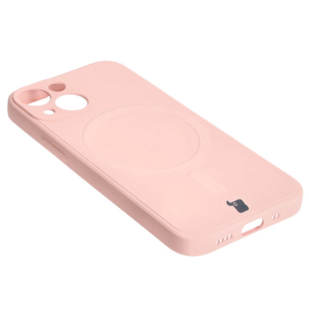 Etui Bizon Case Silicone Magnetic Sq do iPhone 13 Mini, jasnoróżowe
