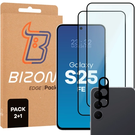 2x Szkło + szybka na aparat Bizon Edge Pack do Galaxy S25 FE