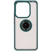 Etui z uchwytem na palec Bizon Case Hybrid Ring do Xiaomi Redmi Note 14 4G, przydymione z ciemnozieloną ramką