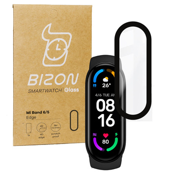 Szkło hartowane Bizon Glass Edge do Xiaomi Mi Band 6 / 5, czarne