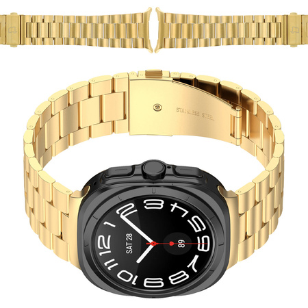 Pasek ze stali nierdzewnej Bizon Strap Watch Aura do Galaxy Watch Ultra 47 mm, złoty