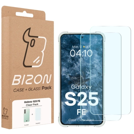 Elastyczne etui + 2x szkło hartowane Bizon Case Clear Pack do Galaxy S25 FE