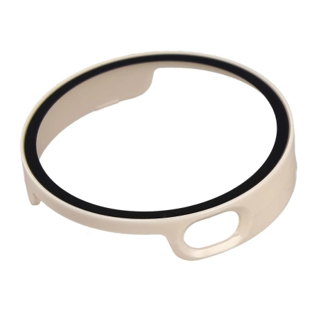 Etui ze szkłem do zegarka Bizon Case+Glass Watch do Xiaomi Watch S4 41 mm, beżowe