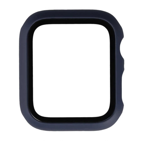 Etui ze szkłem do zegarka Bizon Case Watch Adamo do Apple Watch SE 3 / SE 2 / SE / 6 / 5 / 4 (44 mm), matowe granatowe