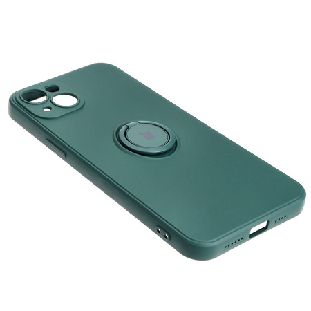 Etui Bizon Case Silicone Ring Sq do iPhone 15 Plus, ciemnozielone
