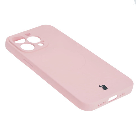 Etui silikonowe z pierścieniem magnetycznym Bizon Case Silicone Magnetic do iPhone 13 Pro, jasnoróżowe