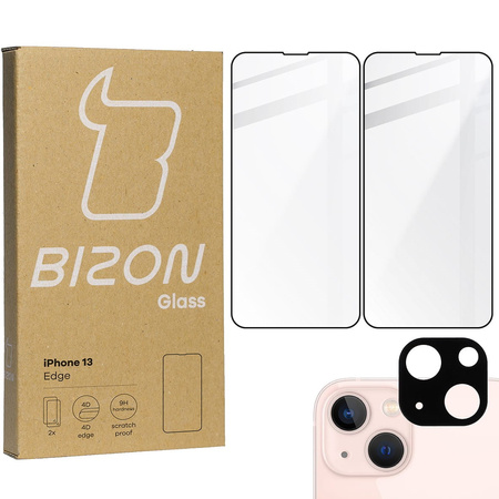 2x Szkło + szybka na aparat Bizon Edge Pack do iPhone 13