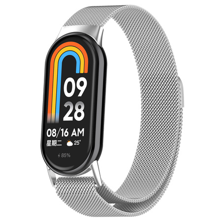 Pasek Bizon Strap Watch Chain do Xiaomi Mi Smart Band 8, srebrny
