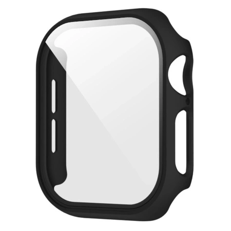 Etui ze szkłem do zegarka Bizon Case Watch Adamo do Apple Watch SE 3 / SE 2 / SE / 6 / 5 / 4 (44 mm), matowe czarne