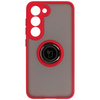Etui z uchwytem na palec Bizon Case Hybrid Ring do Galaxy S23, przydymione z czerwoną ramką
