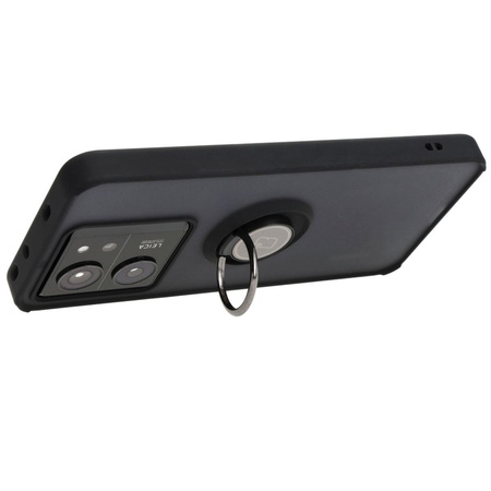 Etui z uchwytem na palec Bizon Case Hybrid Ring do Xiaomi 13T Pro / 13T, przydymione z czarną ramką