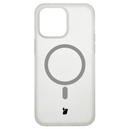 Etui z pierścieniem magnetycznym Bizon Case MatteO do iPhone 14 Pro Max, półprzezroczyste z przezroczystą ramką