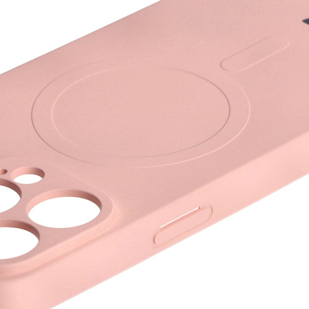 Etui silikonowe z pierścieniem magnetycznym Bizon Case Silicone Magnetic do iPhone 15 Pro Max, jasnoróżowe