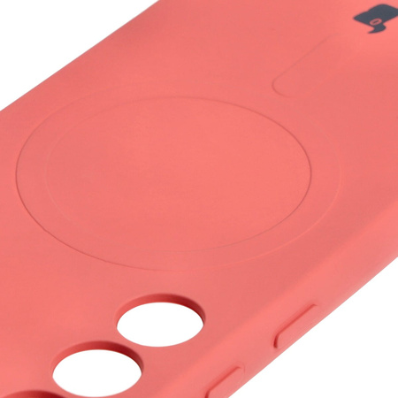 Etui silikonowe z pierścieniem magnetycznym Bizon Case Silicone Magnetic do Galaxy S23, brudnoróżowe