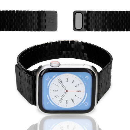 Pasek ze stali nierdzewnej Bizon Strap Watch Titanium do Apple Watch 44/45/46/49 mm, czarny