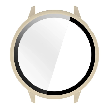 Etui ze szkłem do zegarka Bizon Case Watch Adamo do OnePlus Watch 3 43 mm, beżowe